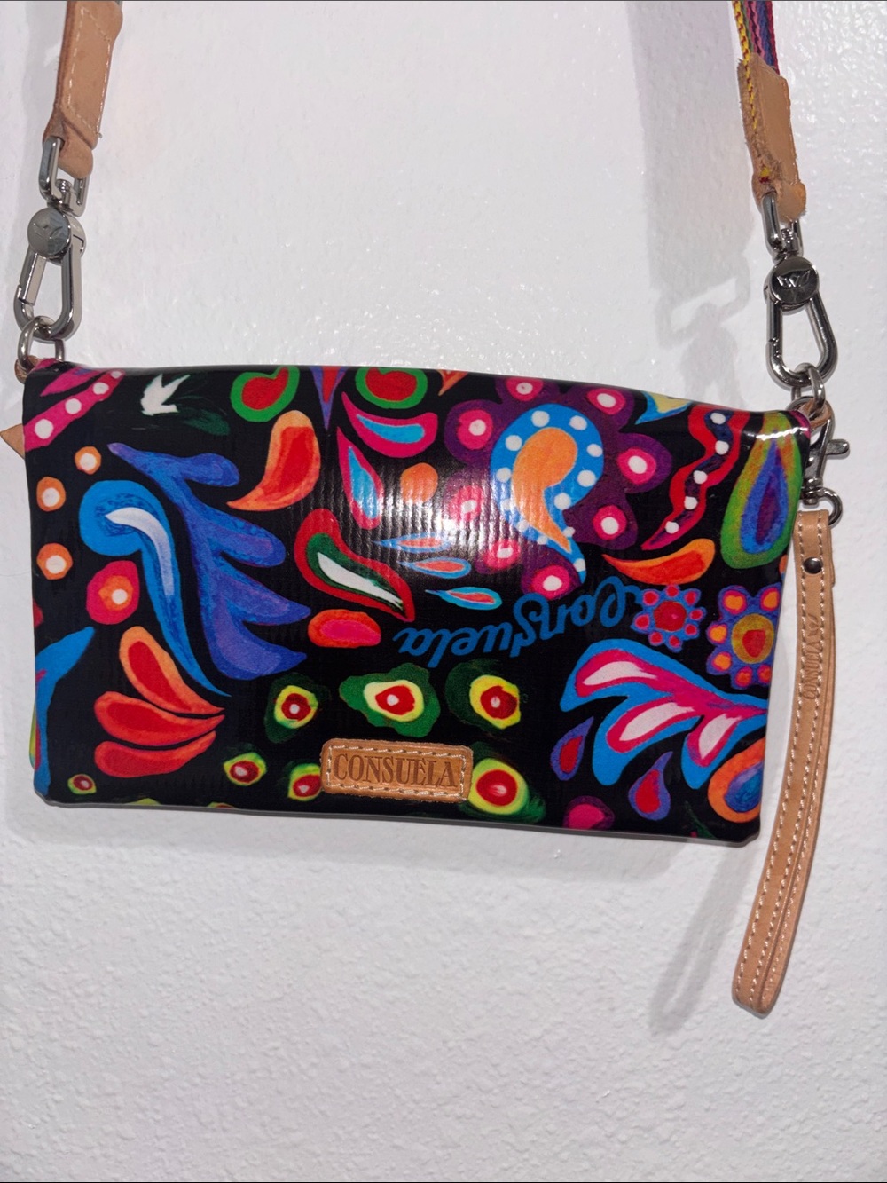 Multicolor Paisley Crossbody Bag - Vibrant Black - Picture 4 of 7
